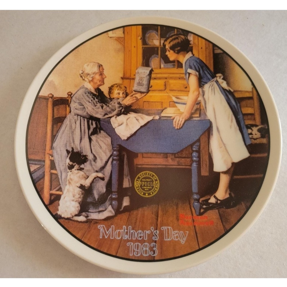 Knowles Collector Plate N. Rockwell Mother's Day 1983 Add Two Cups measure sugar